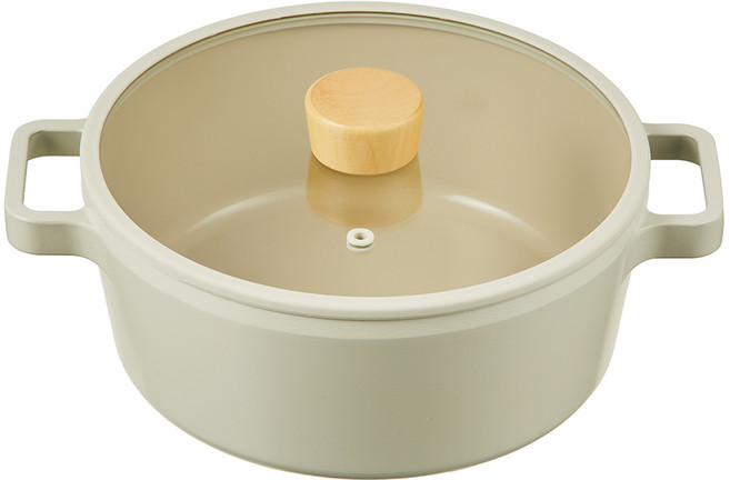 네오플램 인덕션 피카 양수냄비, 22cm, 오프 화이트 샌드, 1개