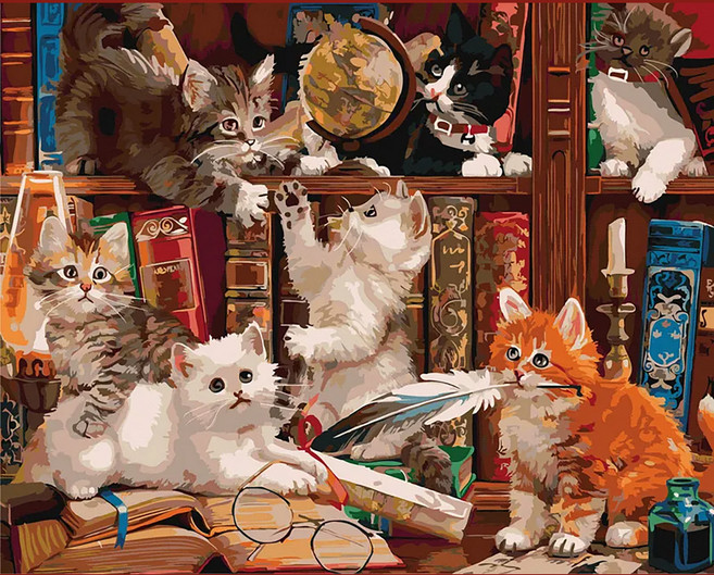 ArtLife 藝術生活 數字油畫DIY DT190 50 x 40cm, 貓迷藏, 1組