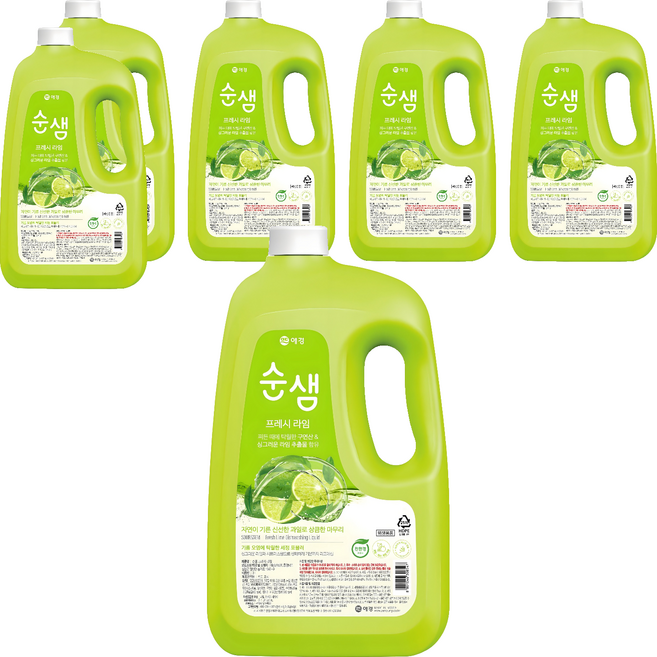 순샘 프레시 라임 주방세제, 3L, 6개
