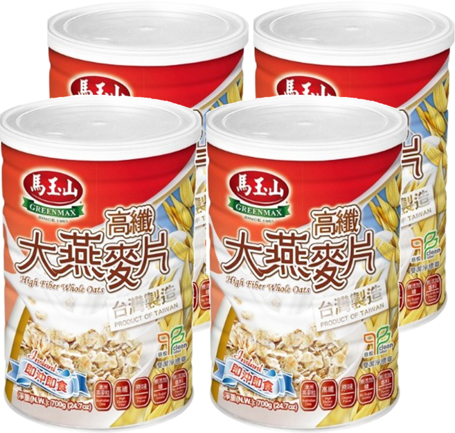 馬玉山 高纖大燕麥片, 700g, 4罐