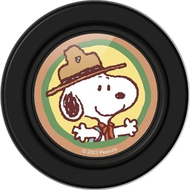 PEANUTS 史努比 磁吸氣囊手機支架 HSN-004, 探險款 黑色, 1個