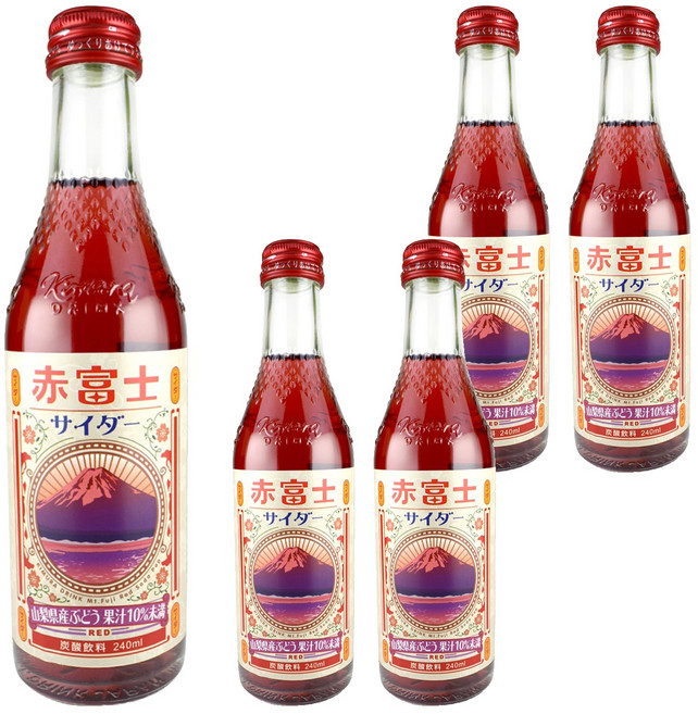 木村飲料 紅富士山葡萄風味汽水, 240ml, 5瓶