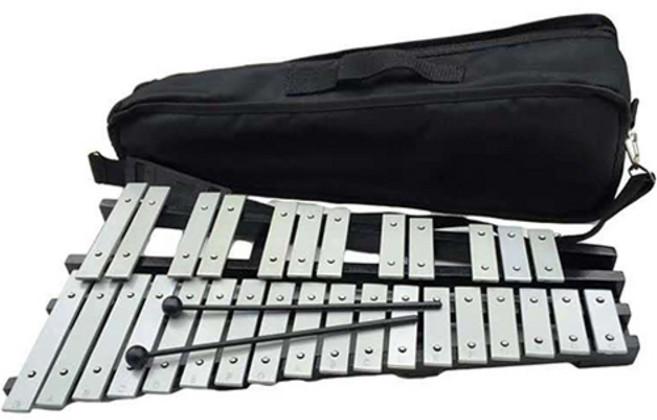 와이든 전문가 악기 성인용 실로폰, 28판 이상, 실버 + 블랙, 1세트