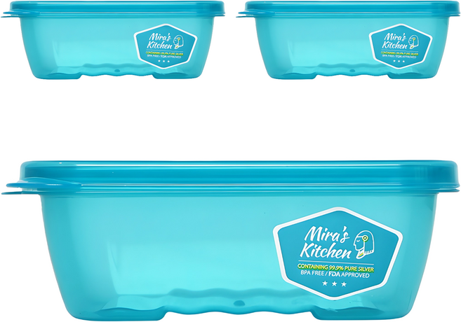 미라네주방 야채보관 밀폐 미라클통, 3개, 550ml