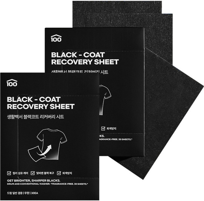 생활백서 블랙 코트 리커버리 시트, 30개입, 2개