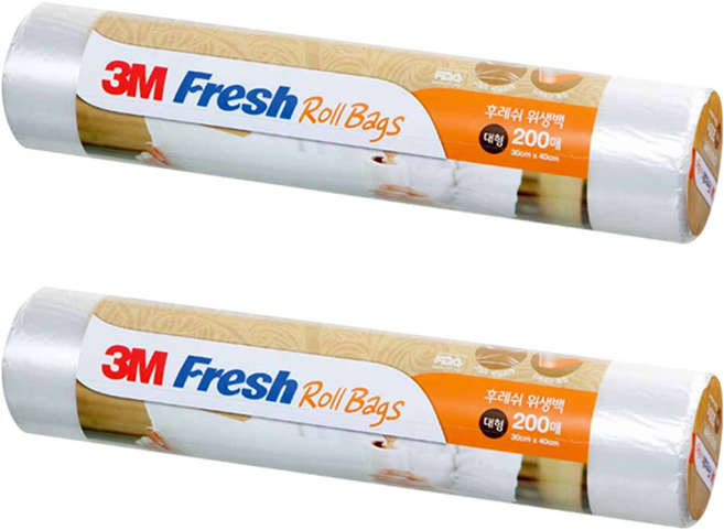 쓰리엠 위생롤백 30 x 40 cm, 대(L), 200개입, 2개