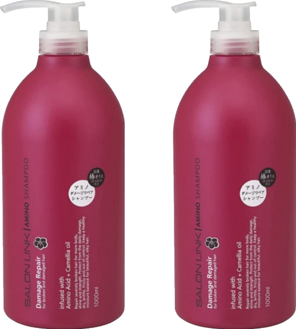 KUMANO 熊野油脂 胺基酸椿花洗髮精 紅, 1L, 2瓶