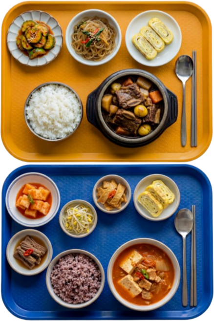 미니모 고강도 컬러 쟁반 트레이 2종 세트, 아마존블루, 머스타드, 1세트