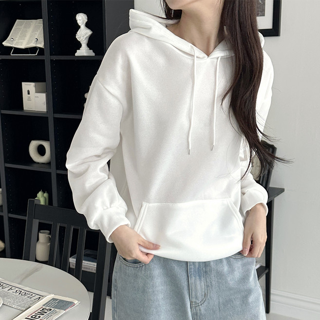 라라온 여성용 심플 베이직 후드 긴팔 티셔츠 TSP1272