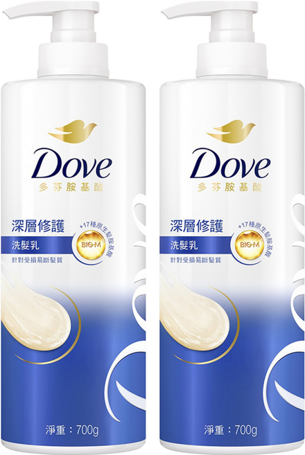 Dove 多芬 深層修護洗髮乳, 700g, 2瓶