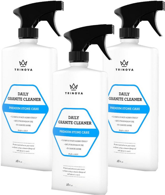 美國 TRINOVA DAILY GRANITE CLEANER 花崗岩清潔劑 附擦拭巾, 18oz, 3瓶