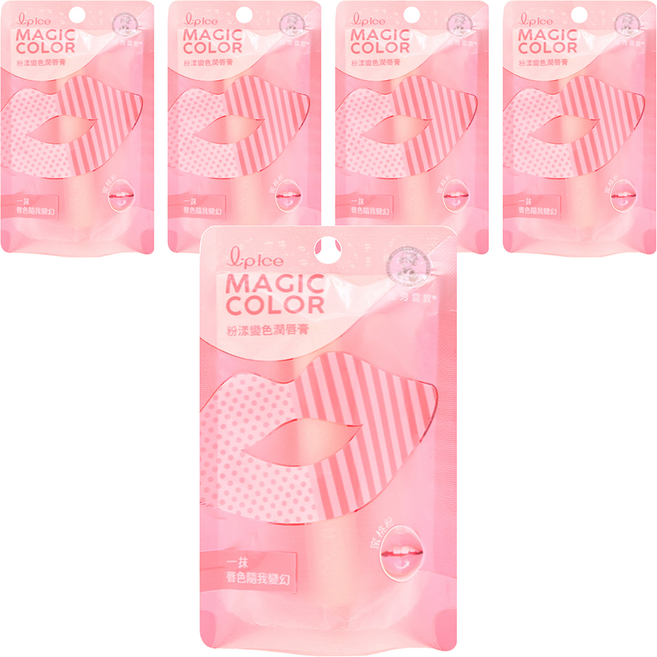 MENTHOLATUM 曼秀雷敦 台灣公司貨 粉漾變色潤唇膏, 蜜桃粉, 2g, 5支