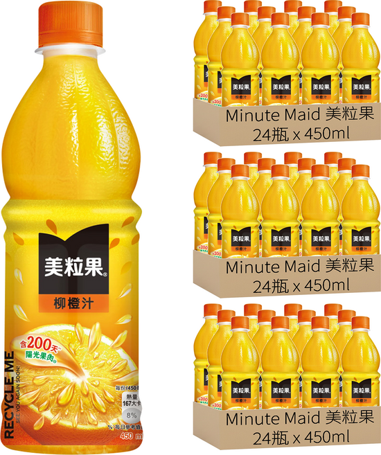Minute Maid 美粒果 柳橙汁, 450ml, 72瓶