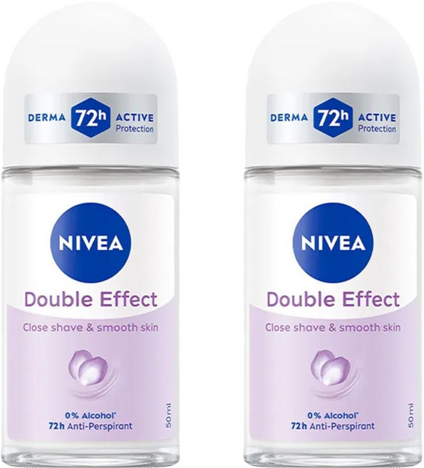 NIVEA 妮維雅 台灣公司貨 止汗爽身乳液 高效柔滑 滾珠瓶, 2瓶, 50ml