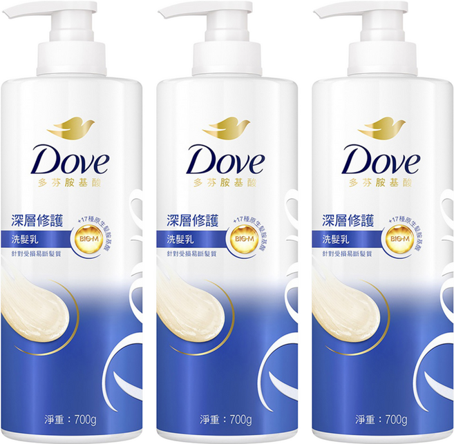 Dove 多芬 深層修護洗髮乳, 700g, 3瓶