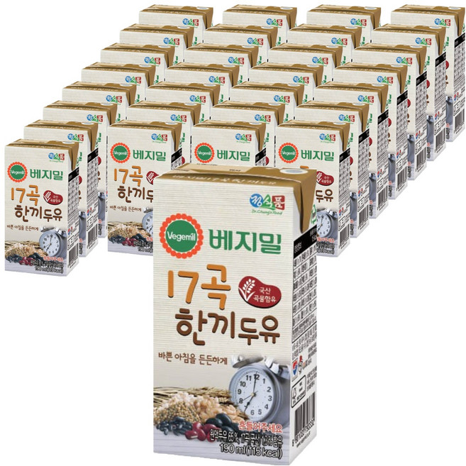 베지밀 17곡 한끼두유, 190ml, 32개
