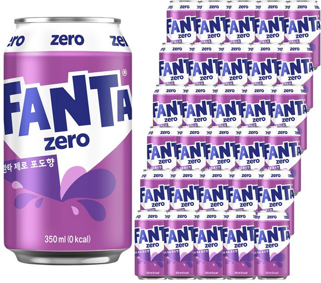 환타 제로 포도향 탄산음료, 350ml, 48개