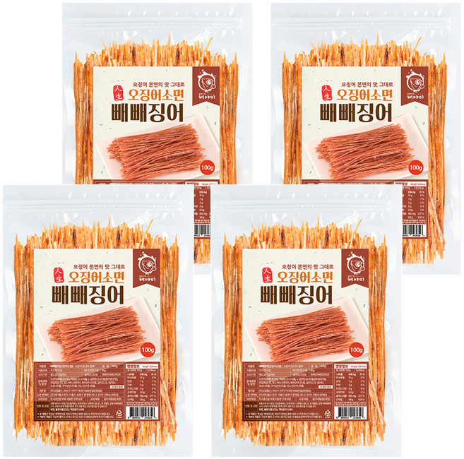 해야미 빼빼징어 오징어소면, 100g, 4개