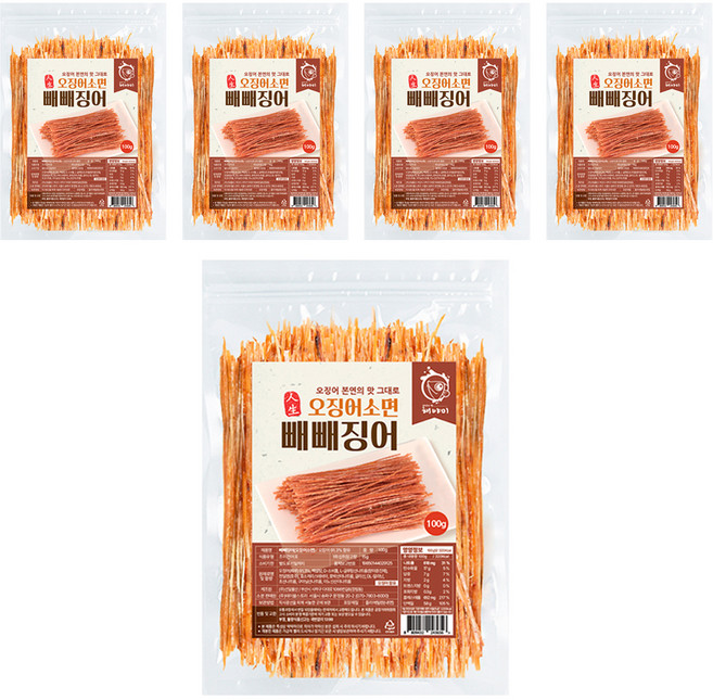 해야미 빼빼징어 오징어소면, 100g, 5개