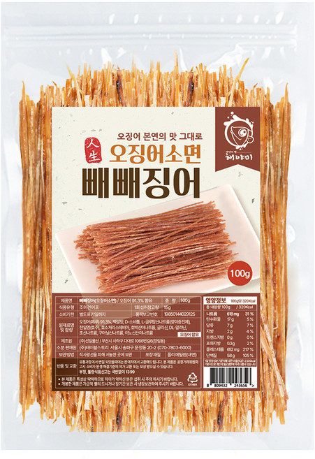 해야미 빼빼징어 오징어소면, 100g, 1개