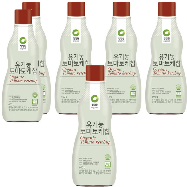 청정원 유기농 토마토케찹, 600g, 6개