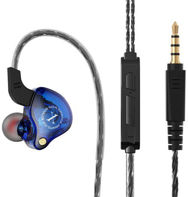 유선 인이어 이어폰 3.5mm X2 파랑 패시브노이즈캔슬링(PNC)