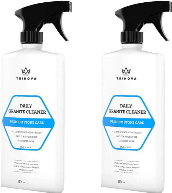 美國 TRINOVA DAILY GRANITE CLEANER 花崗岩清潔劑 附擦拭巾, 18oz, 2瓶