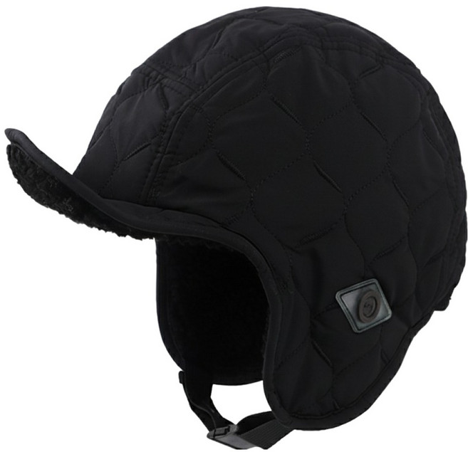 모인 스포츠 인조 양털 이중 퀼팅 아웃도어 모자, 블랙, 1개