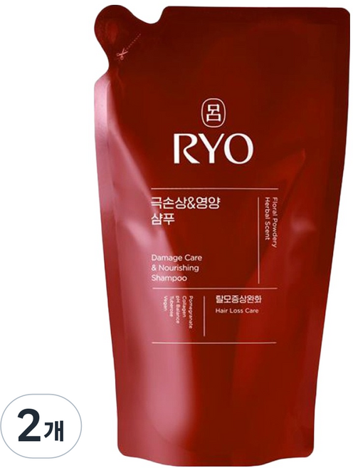 RYO 呂 Hambit 緩解掉髮症狀 極度受損與營養洗髮精 花香粉香 補充包, 2個, 400ml