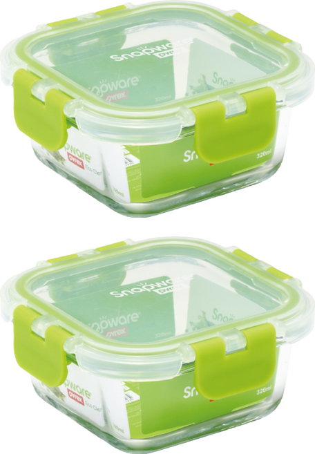 Corelle Brands 康寧餐具 Snapware 可拆扣玻璃保鮮盒, 2組, 1個容器 + 1個蓋子