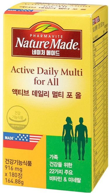 네이처메이드 액티브 데일리 멀티 비타민 포 올, 180정, 1개