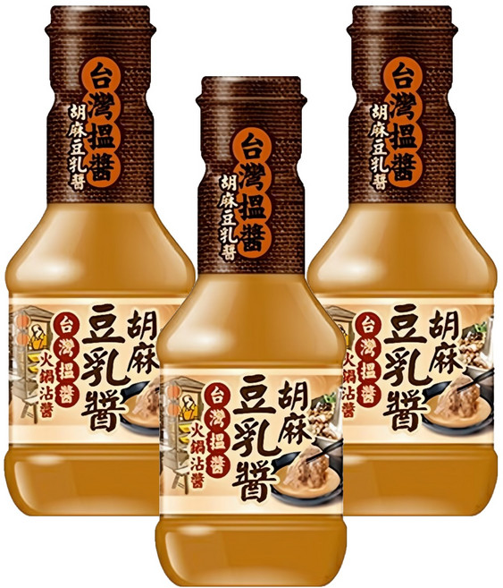 味全 台灣搵醬 胡麻豆乳醬 濃郁香氣 開罐即食 台灣特色沾醬, 200g, 3罐