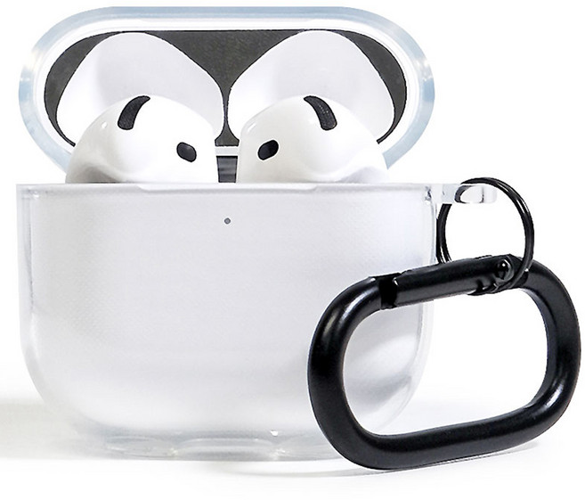 모잇 에어팟 케이스 4 변색방지 이어폰 TPU 투명케이스 + 철가루 방지 스티커 + 카라비너 세트, 투명, 1개