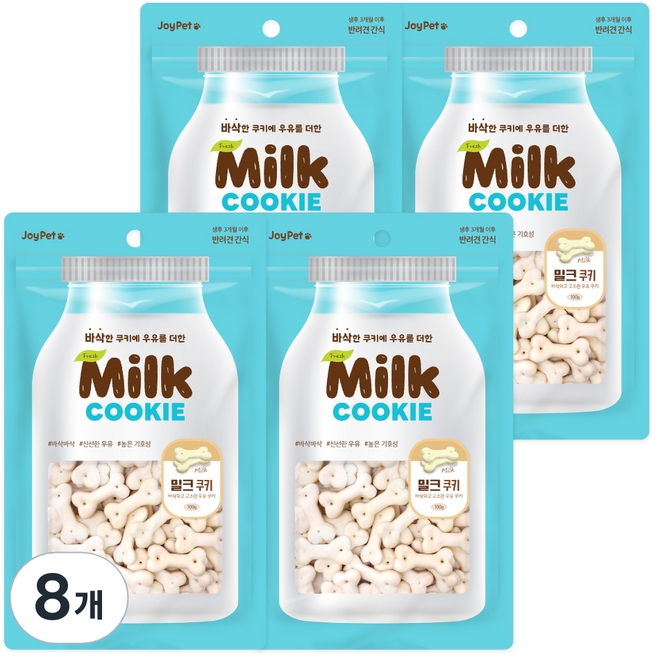 조이펫 강아지 밀크 쿠키 간식, 우유, 100g, 8개