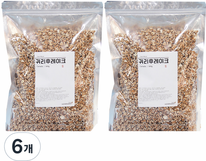 허브나래 귀리 후레이크, 300g, 6개