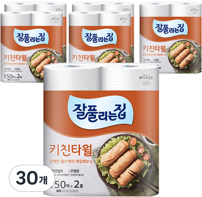 잘풀리는집 천연펄프 키친타올, 150매, 60개