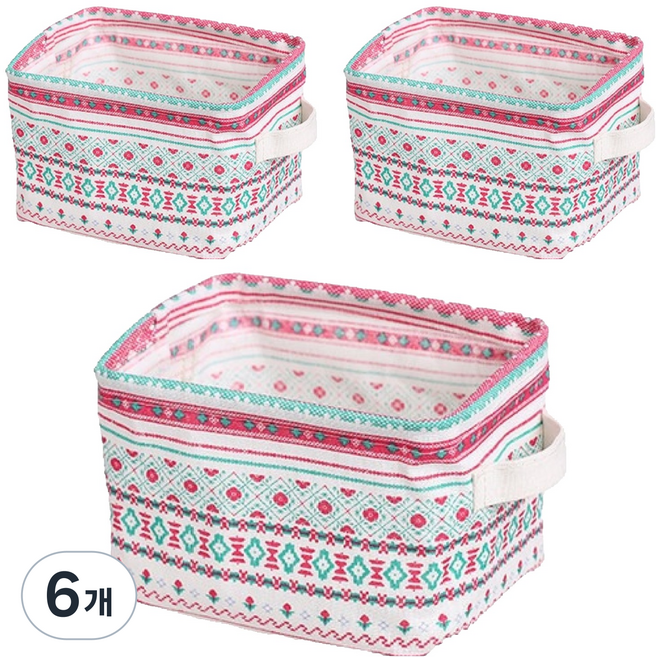 앞날창창 패브릭 생활 수납 정리 바스켓, 튤립, 6개