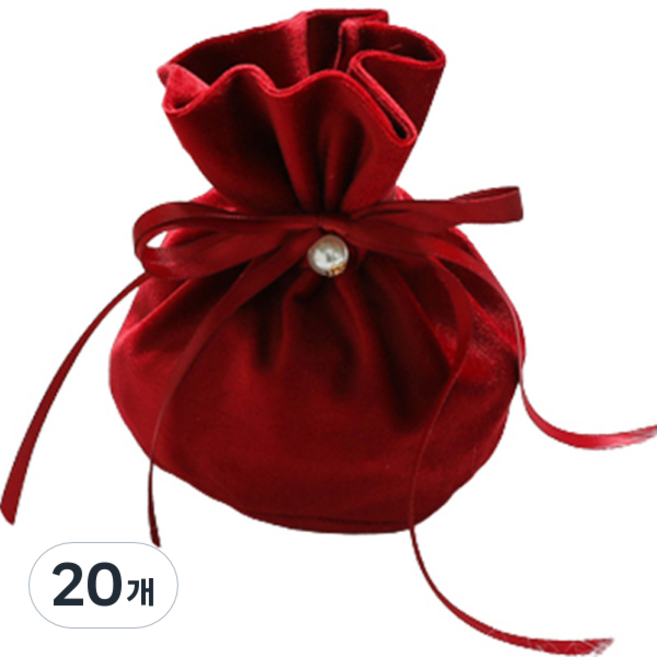 마켓감성 웨딩벨벳 주머니 스탠다드, 레드, 20개