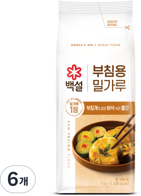 백설 부침용밀가루, 6개, 1kg