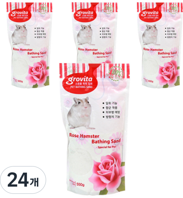 그로비타 소동물 목욕모래 장미향, 550g, 24개