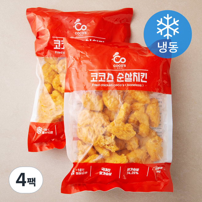 코코스 순살치킨 (냉동), 1kg, 4팩