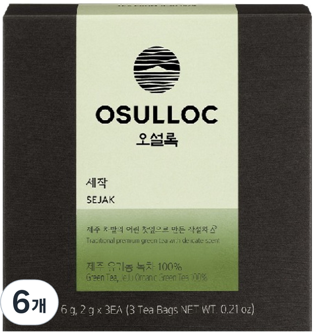 오설록 세작 녹차 티백, 2g, 6개, 3개입
