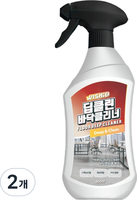위시오 데코타일 PVC 찌든때 오염 박리 제거 딥클린 바닥클리너, 2개, 800ml