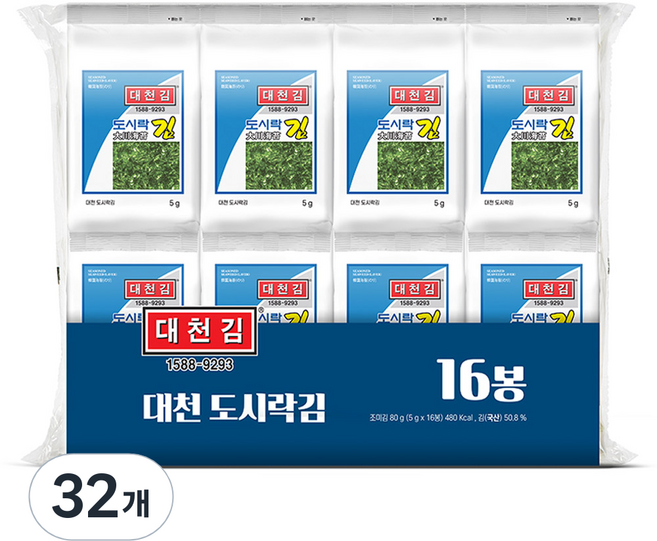 대천김 재래 도시락김 DC1128, 5g, 32개
