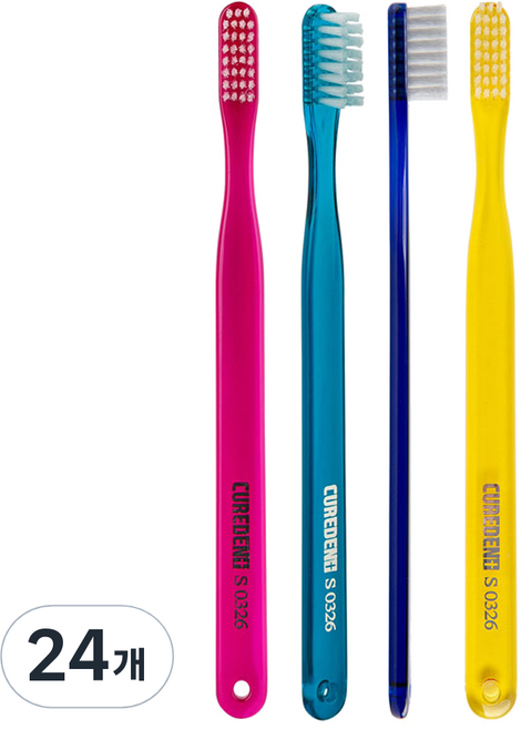 큐어덴트 사각헤드 일반교정모 칫솔, 1개입, 24개