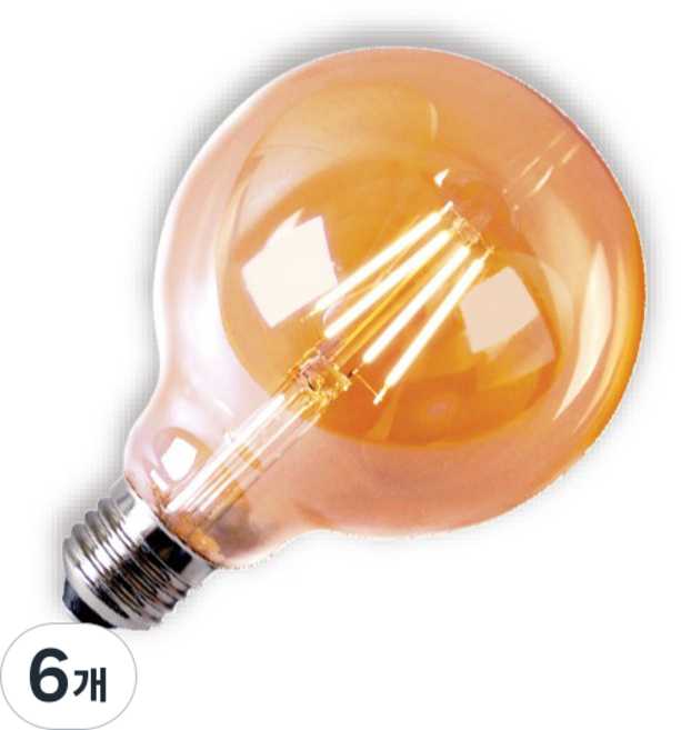 LED 愛迪生 銀河 3W G95, 燈泡色, 6個