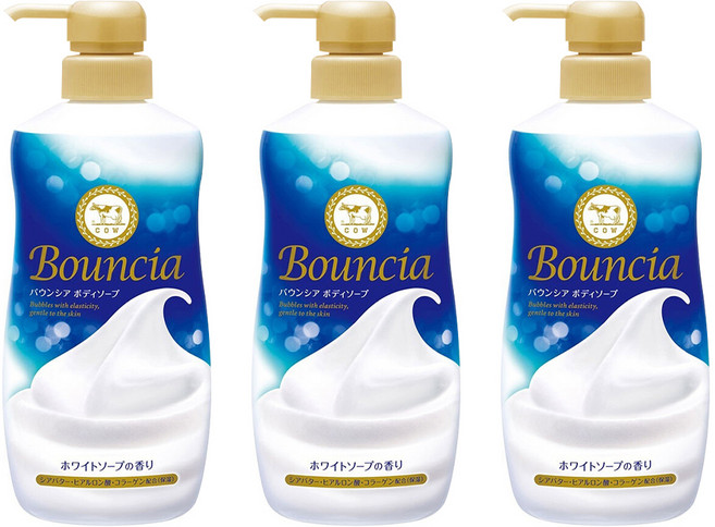 COW STYLE 牛乳石鹼 Bouncia 美肌滋潤沐浴乳 優雅花香, 480ml, 3瓶