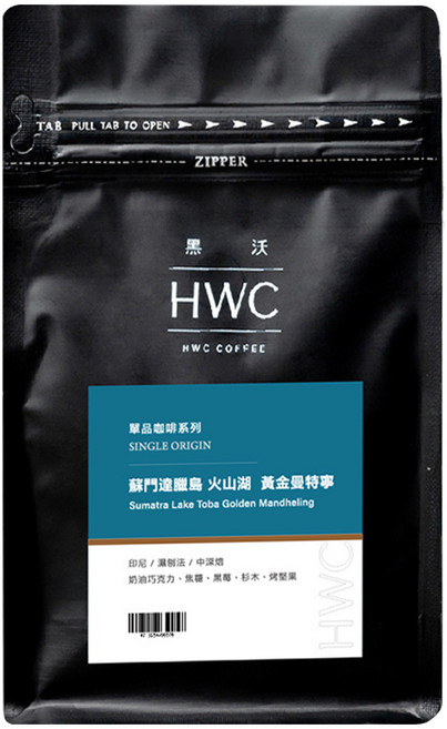 HWC 黑沃咖啡 蘇門達臘島/火山湖黃金曼特寧 1/2磅咖啡豆, 1包, 227g, 咖啡豆(無研磨)