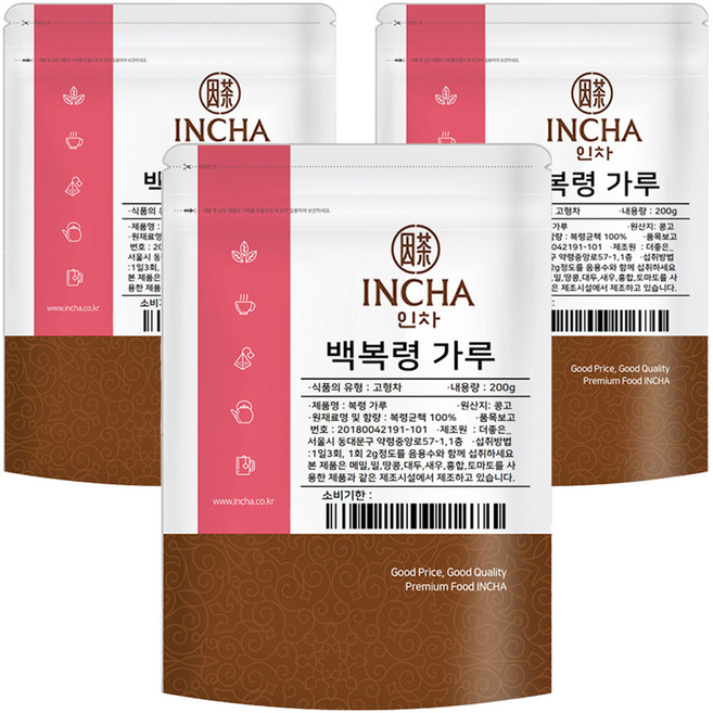 인차 백복령 가루, 200g, 3개