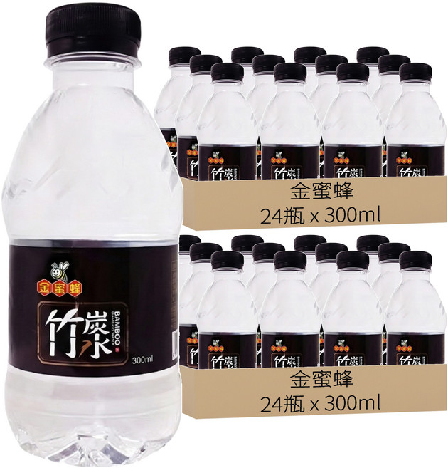 金蜜蜂 竹炭飲用水, 300ml, 48瓶